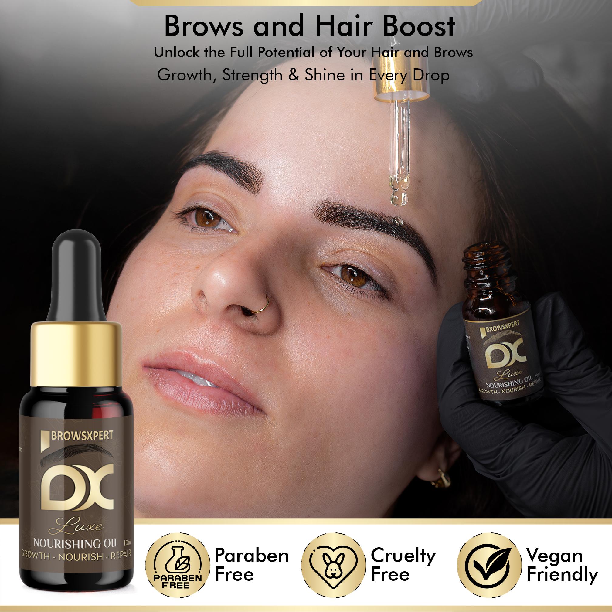 BROWSXPERT Brow Nourishing Oil - Dropper | Hair Growth, Serum for Fuller Brows | Beauty Professionals, Natural Repair | Castor Oil, Almond, Coconut, Sesame 10 ml