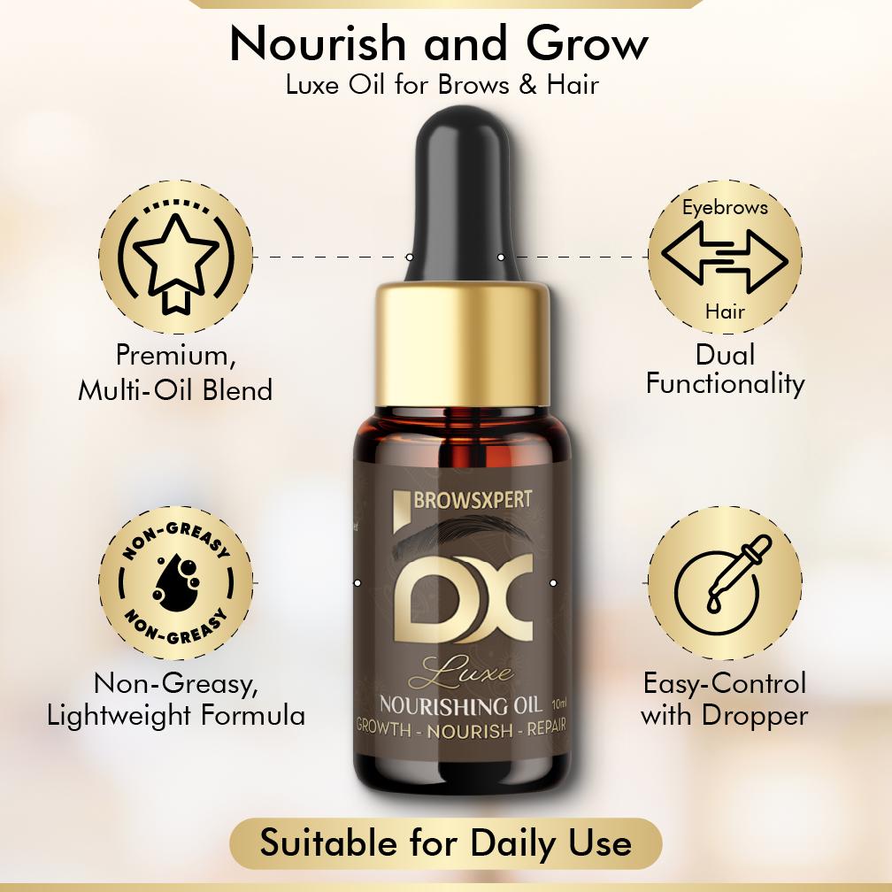 BROWSXPERT Brow Nourishing Oil - Dropper | Hair Growth, Serum for Fuller Brows | Beauty Professionals, Natural Repair | Castor Oil, Almond, Coconut, Sesame 10 ml
