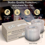 BROWSXPERT Preservative Plastic Film Wrap – 2 Rolls 42mm x 200m + 6 Eyebrow Ruler Stencils | Transparent Cling Film for Brow Lamination, Microblading, Tattoo, PMU, Lip Blush & Eyebrow Tinting | Tools