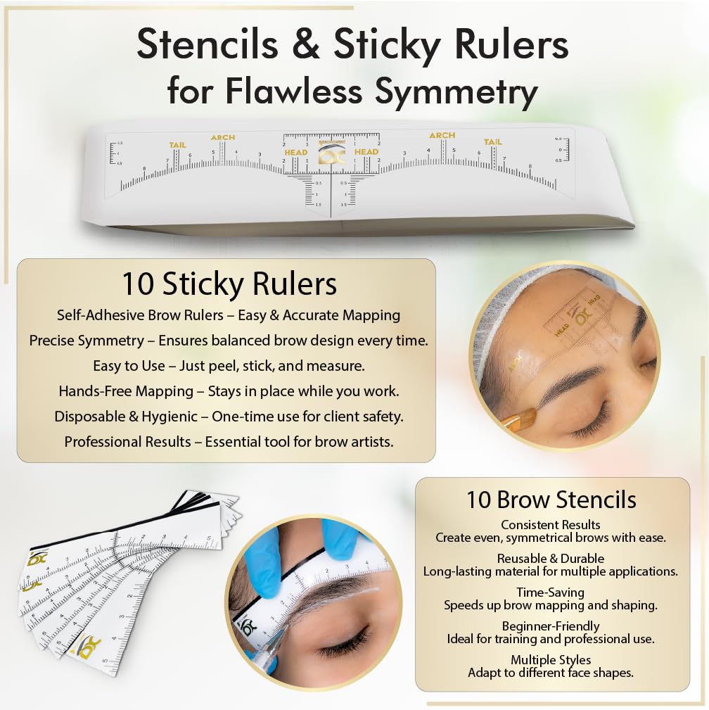 BROWSXPERT STARTER KIT (Cleanser Foam, Electric Mixer, Master Brow Mapping Kit, Plastic Film Wrap & Shading Henna Powder Touch-Up Kit)