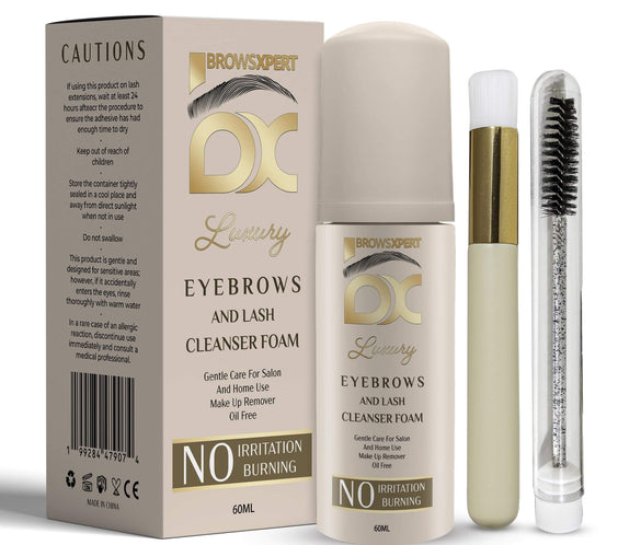 Champú Limpiador Espumoso Brows Xpert – Suave y Libre de Aceite | Prepara Antes de Tinte o Henna | Para Piel Sensible | Botella de 60ml – Uso Profesional y Doméstico
