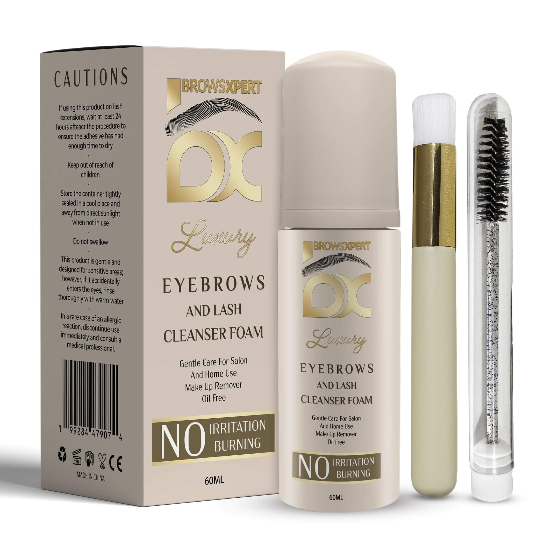 Brows Xpert Clarifying Shampoo Cleanser Foam – Gentle Oil-Free | Prep Before Tint or Henna | For Sensitive Skin | 60ml Bottle – Professional & Home Use