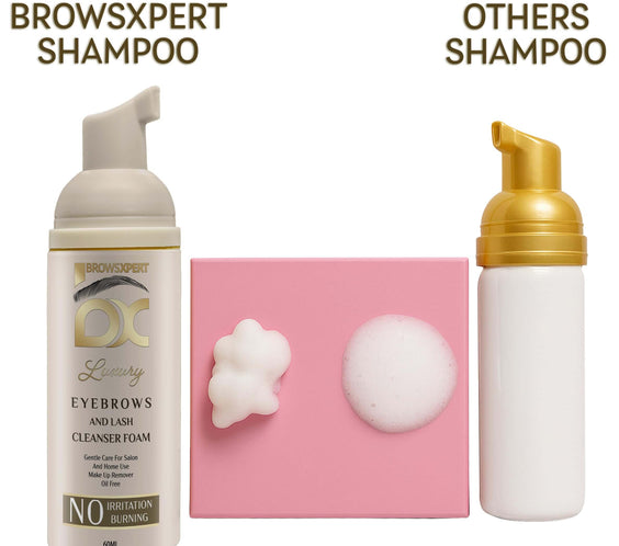 Champú Limpiador Espumoso Brows Xpert – Suave y Libre de Aceite | Prepara Antes de Tinte o Henna | Para Piel Sensible | Botella de 60ml – Uso Profesional y Doméstico