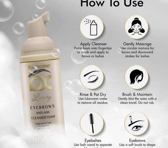 Champú Limpiador Espumoso Brows Xpert – Suave y Libre de Aceite | Prepara Antes de Tinte o Henna | Para Piel Sensible | Botella de 60ml – Uso Profesional y Doméstico