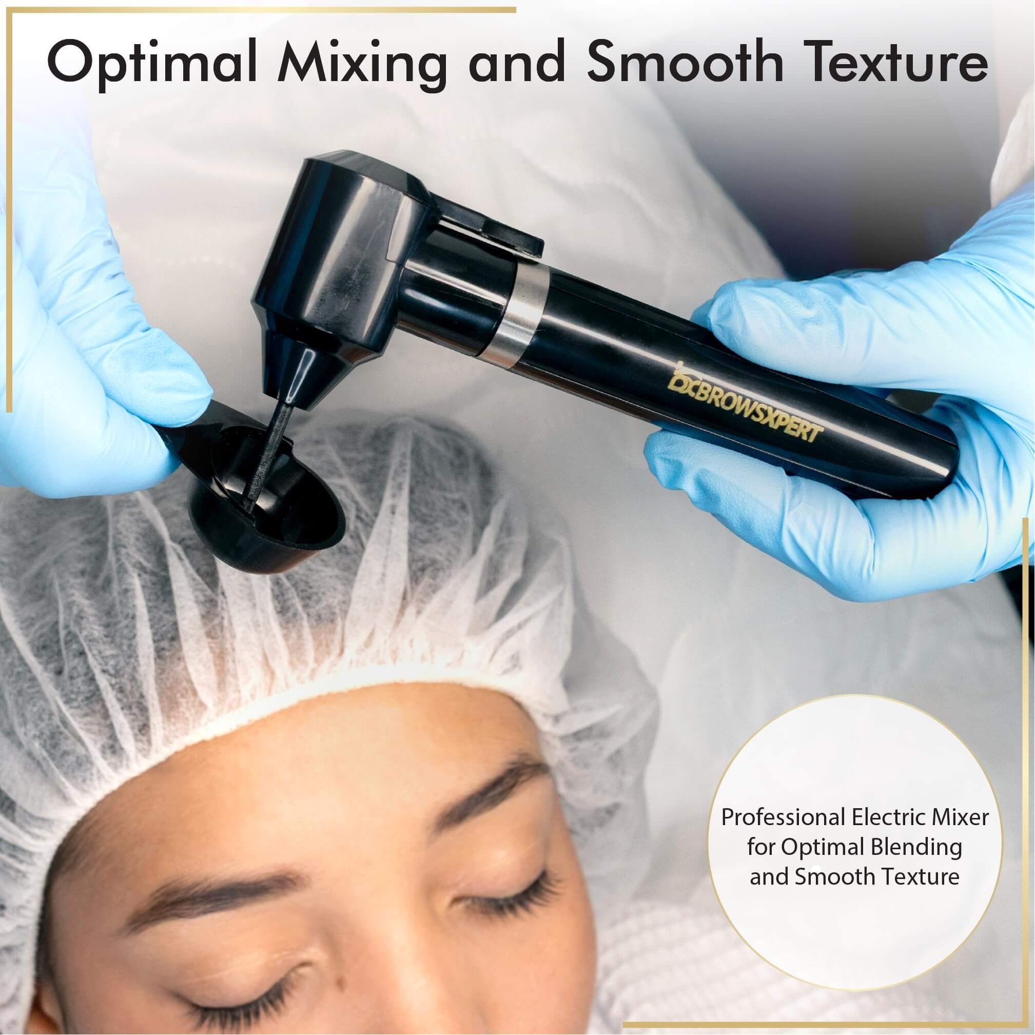 BROWSXPERT Electric Mixer Kit – Pigment Mixer Machine, 5 Mixing Sticks Stirring Tool for Pigment, Henna & Tinting + Bowl, Brush, 6 Stencils & 3 Sticky Rulers – Skin Prep & Mapping Accesories