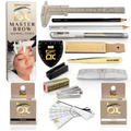 BROWSXPERT Masteriza de Mapeo de Cejas – 1 Calibrador, 2 Hilos Preentintados (Negro y Blanco), 2 Lápices (Negro y Blanco), 1 Marcador, 2 Sacapuntas, 10 Plantillas, 10 Regla Adhesivas y 1 Pinzas para Profesionales