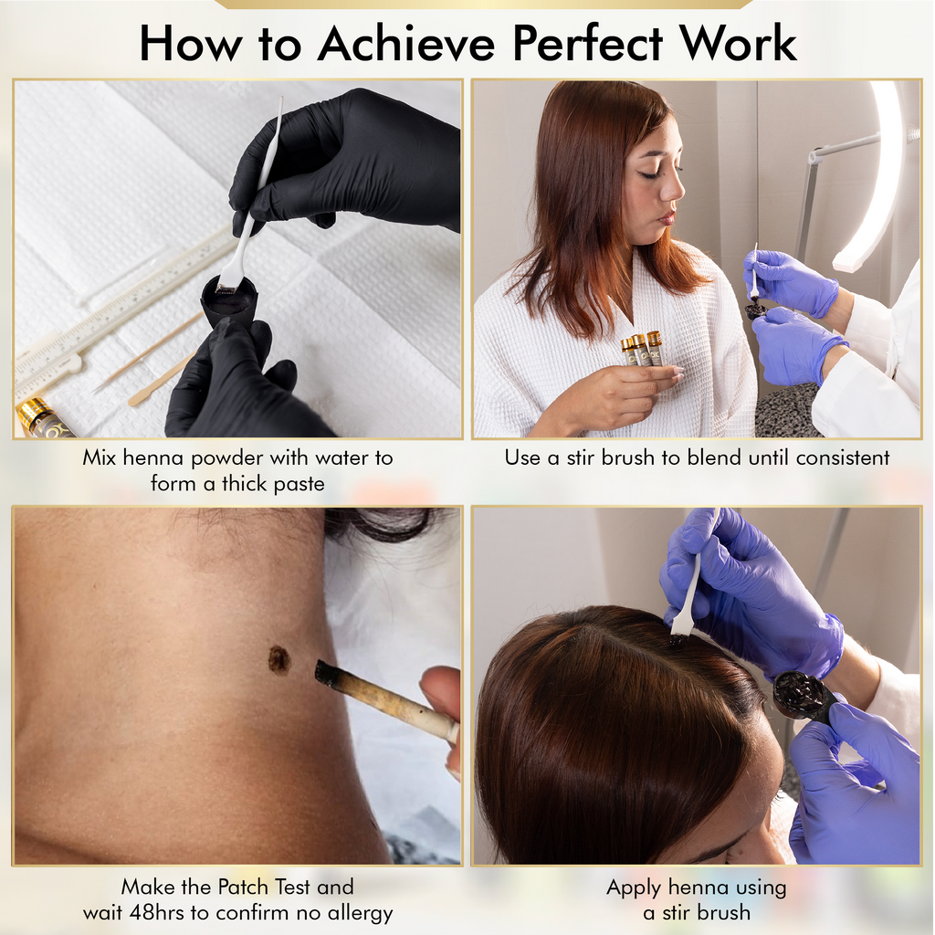 BROWSXPERT Professional Shading Touch-Up Kit — Herbal Henna with Mixing Dish, Stir & Brush | 3.5g | Medium Natural Brown