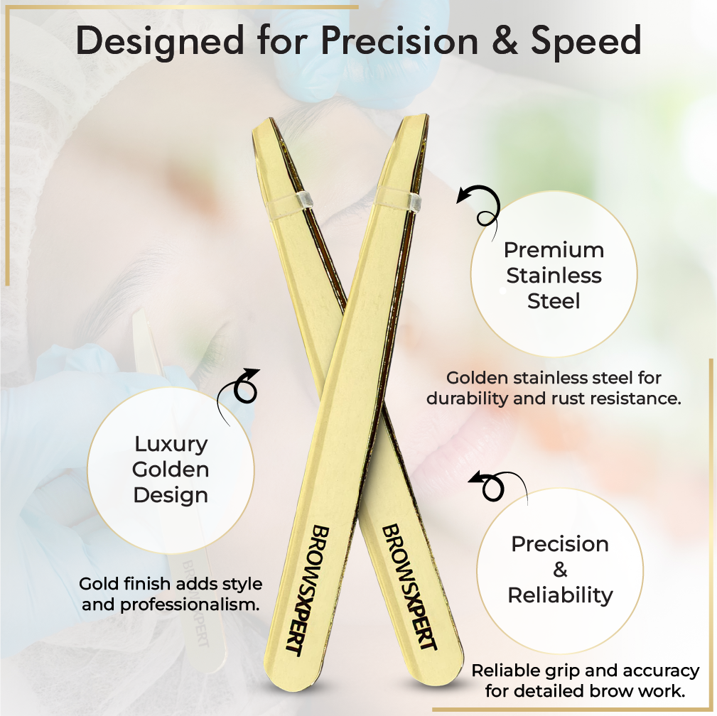 BROWSXPERT Master Brow Mapping Kit – 1 Caliper, 2 Pre-Inked Threads (Black and White), 2 Pencils (Black & White), 1 Marker, 2 Sharpeners, 10 Stencils, 10 Sticky Rulers and 1 Tweezers for Professionals